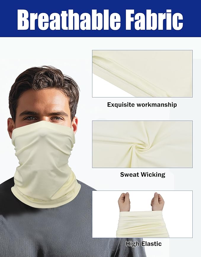 JHYWELL Cooling Neck Gaiter Face Mask, UV Protection Masks Gator, Windproof Bandana for Skiing, Fishing, Hiking, Cycling