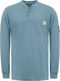 BOCOMAL FR Shirts Flame Resistant Shirt 5.5oz 100% Cotton Light Weight CAT2 Fire Retardant Henley Shirts