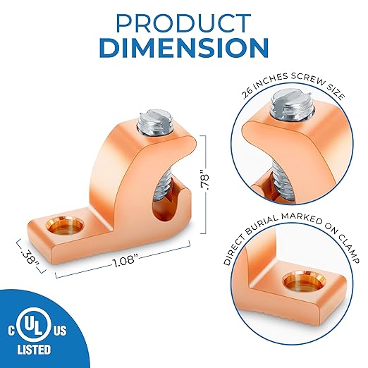 OHLECTRIC Lay in Lugs Grounding Connectors - Grounding Swimming Pool Lay in Connector - Pool Bonding Lugs, Ground Wire Lugs for 4-14 Wire Range - Quality Copper Wire Lugs for Conduits