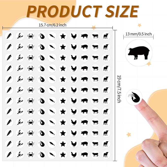 2400 Pcs Small Sticker for Kids,Mini Black Food Sticker Cute Paper Decals 10 Designs Self-Adhesive Stickers for Summer Party Envelopes Scrapbook Gifts DIY Supplies,0.5in（Food）