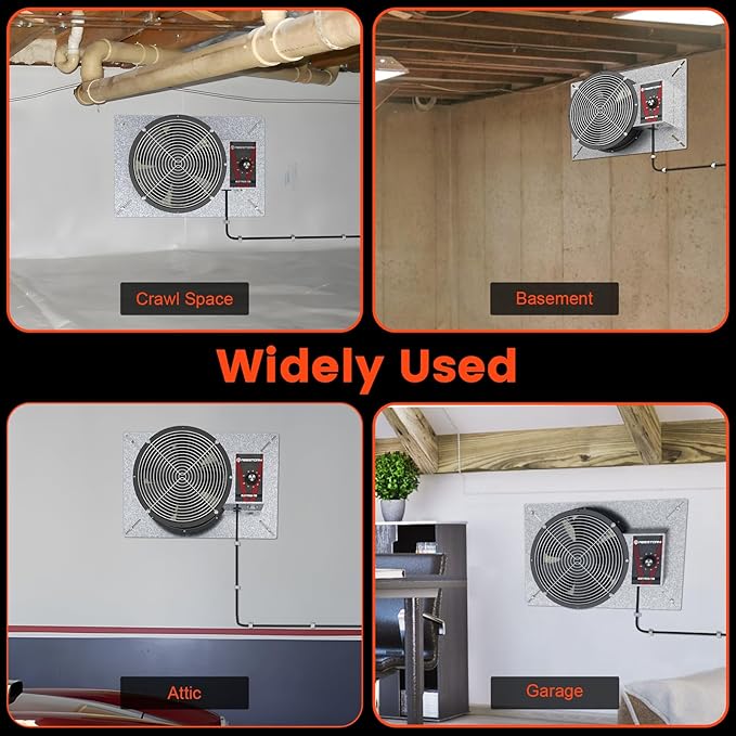 Abestorm 720CFM High Air Flow Crawlspace Ventilation Fan, IP55 Rated 10" Vent Fan with Humidistat Freeze Protection Thermostat for Crawl Space, Basement, Garage, Attic with Isolation Mesh