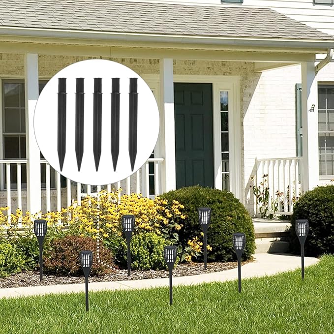 5 Pcs Landscape Lighting Stakes Black Ground Spike Replacement for Solar Pathway Lights Outdoor Garden Lamp Support Stand for Yard Decoration Lawn Lighting Accessories Easy Assembly