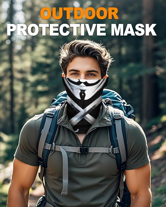 4Pack Neck Gaiter for Men Women Face Cover Mask Head Wrap Balaclava Headwear Bandana Headband Magic Scarf