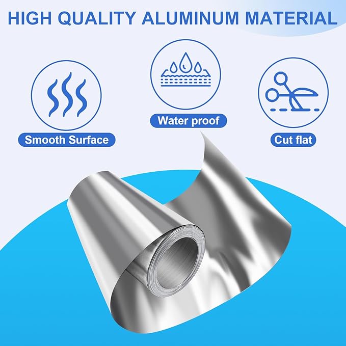succulentlovers 8'' x 20' Aluminum Flashing Roll - Roof Flashing, 0.2mm Thickness Aluminum Roof Panels, Metal Roof Flashing for Sealing Windows Doors, Shed Weatherproofing Areas