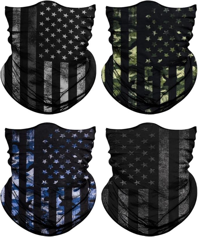 4Pack Neck Gaiter for Men Women Face Cover Mask Head Wrap Balaclava Headwear Bandana Headband Magic Scarf