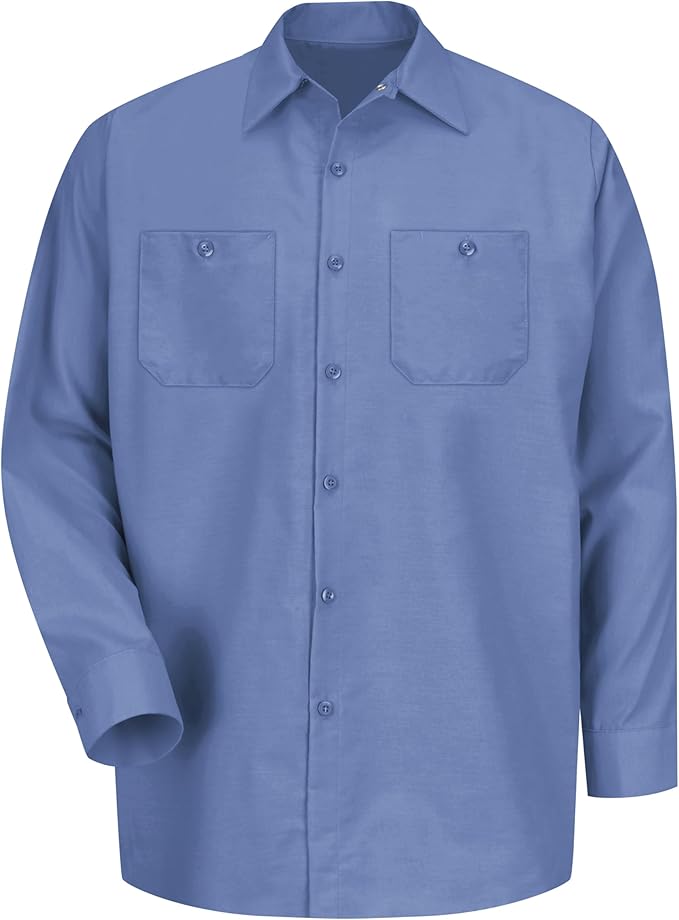 Red Kap Men's Long Sleeve Industrial Work Shirt | Moisture Wicking Button Up, Wrinkle Resistance Fights Fading & Stains