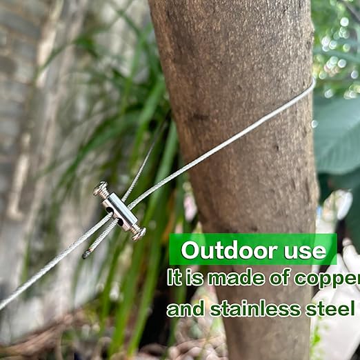 20 Pieces of M4 Wire Rope Clamps, 1/8 inch Rope, Made of Copper and Stainless Steel, Suitable for Outdoor Hanging, Reusable, and Never rusts.