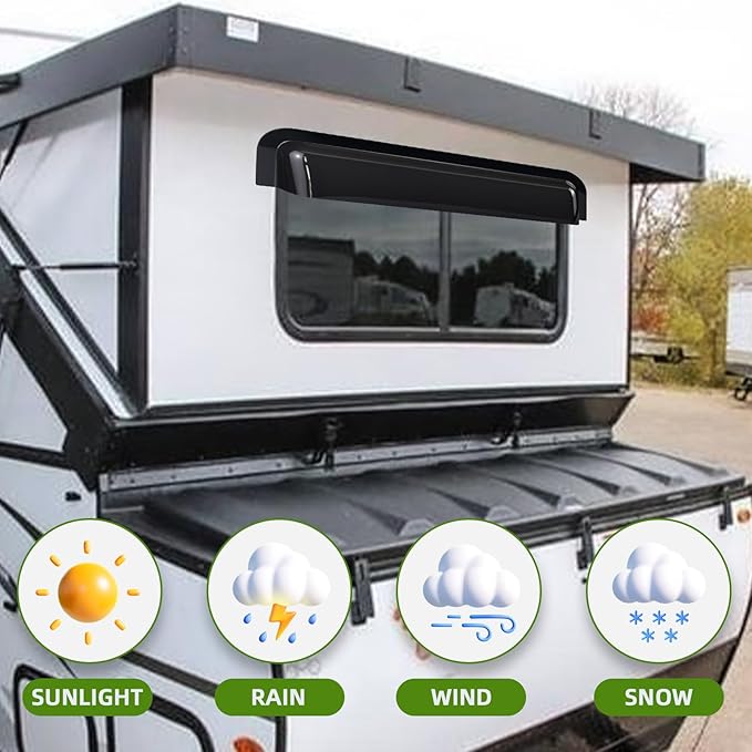 RV Window Rain Deflector Guard&Sun Visor Deflector,RV Window Visor Rain Guard,RV Window Blade Rain Sunroof Deflector Fit 44-49 inch Wide RV Sliding Window,Deflects Rain&Sun Protection for RV Window