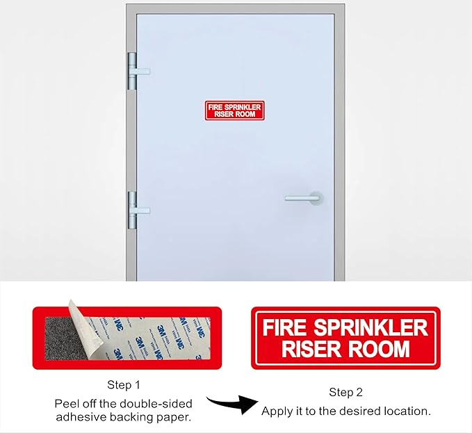 Fire Sprinkler Riser Room Sign - Made from Premium Durable Acrylic Material, Super Strong Self-Adhesive, QuickInstallation, Perfect for Your Business and Home (9x3 Inches, Red)