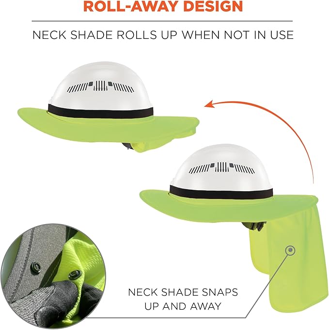 Ergodyne Chill Its 6661 Universal Hard Hat Brim Sun Shade with Neck Flap, Safety Helmet Sun Shield