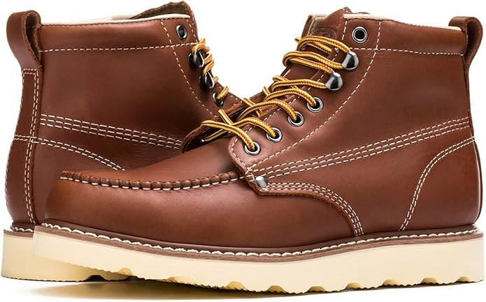 Golden Fox Work Boots 6" Men's Moc Toe Wedge Comfortable Boot for Construction