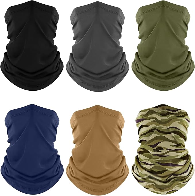 Fuinloth Neck Gaiter, 6 Pack Cooling UV Protection Bandana Face Mask Gator Scarf for Men Women