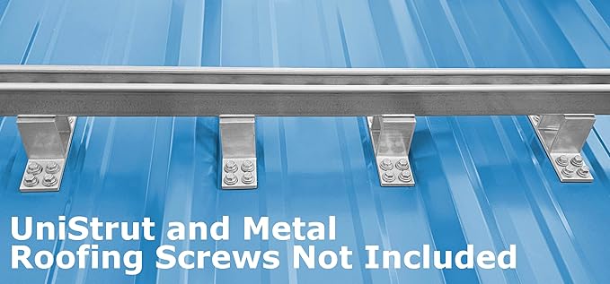 Metal Roof Mounting Bracket for Unistrut Channel & Solar Racking - Extruded 6061-T6 Aluminum – Four Screw Down Top Mounting Brackets for Slotted Framing Strut – (4 Pcs)