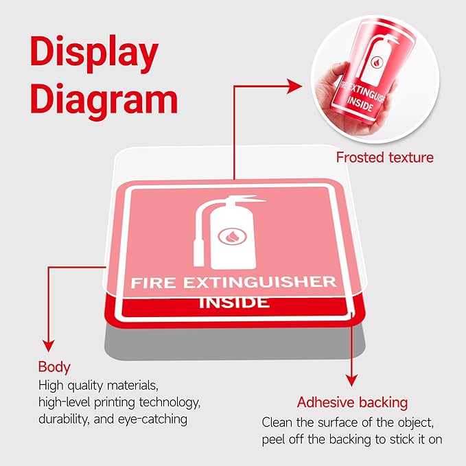 4PCS Fire Extinguisher Inside Stickers Sign, Self-Adhesive Weatherproof and Fade-Resistant Vinyl Fire Extinguisher Decals, Fire Extinguisher Sign for Home,Trucks, Cars, Trailers, Vehicles and Fire Extinguisher Boxes（3.1" x 3.1"）
