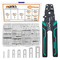 mankk 284PCS Non Insulated Butt Connectors Kit with Crimping Tool 26-6 Gauge Tinned Red Copper Butt Connector Uninsulated Butt Connector Wire Crimp Connectors