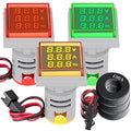 DROK AC Volt Amp Frequency Tester, 3pcs AC 60-500V 100A Voltage Current Monitor Digital LED Display Voltmeter 110v 220v Volt Detetor Green Red Yellow Signal Indicator Light Panel