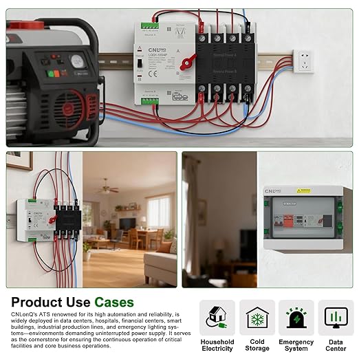 AC220V 100Amp Automatic/Manual Transfer Switch 4P 50/60Hz, 4Poles Mini ATS Auto Dual Power Switch Automatic Changeover Fast Transfer for Home Generator, Soalr, Rv and Lv Power