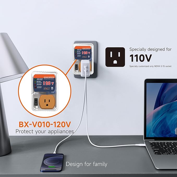 [ETL Listed] BXST Single Outlet Surge Protector for Refrigerators Voltage Protector for Home Appliance Delay Protection Electronic Surge Protector for Fridge TV Air Conditioners 120V 15A 1800Watts
