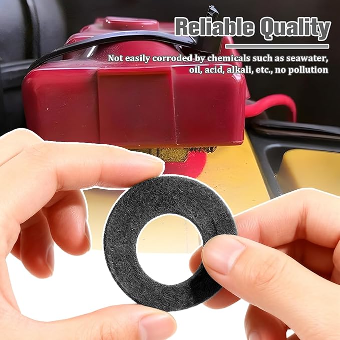12PCS Car Battery Terminal Protector, Fiber Felt Vehicle Battery Terminal Corrosion Prevention Washer, Anti-Corrosion Batteries Shim Cleaner Kit, Universal for Most Vehicles (Red/Black)