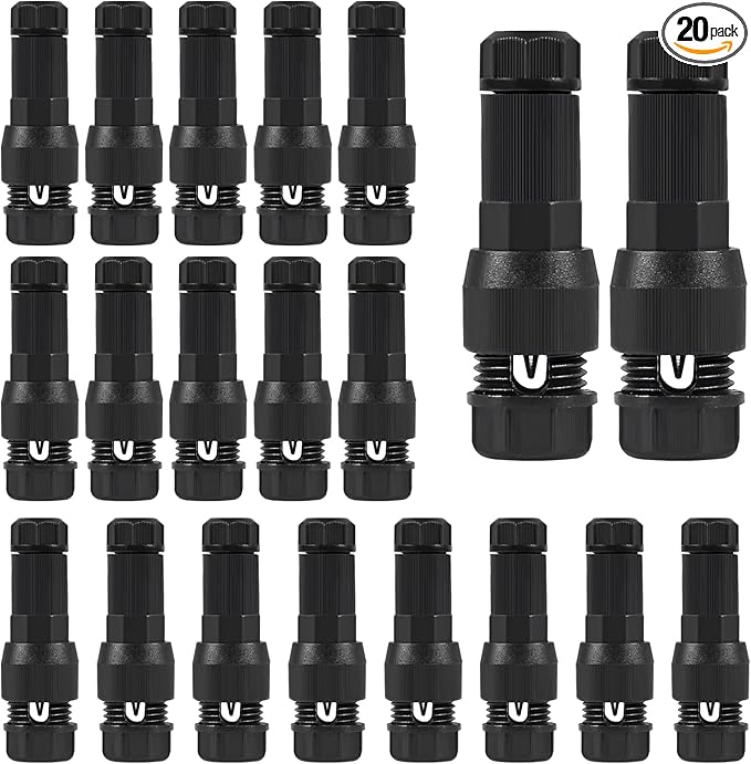 20PACK Low Voltage Waterproof Replacement Landscape Light Cable Connector 12-20 Gauge Wire Connectors for Landscape Lighting Path Lights