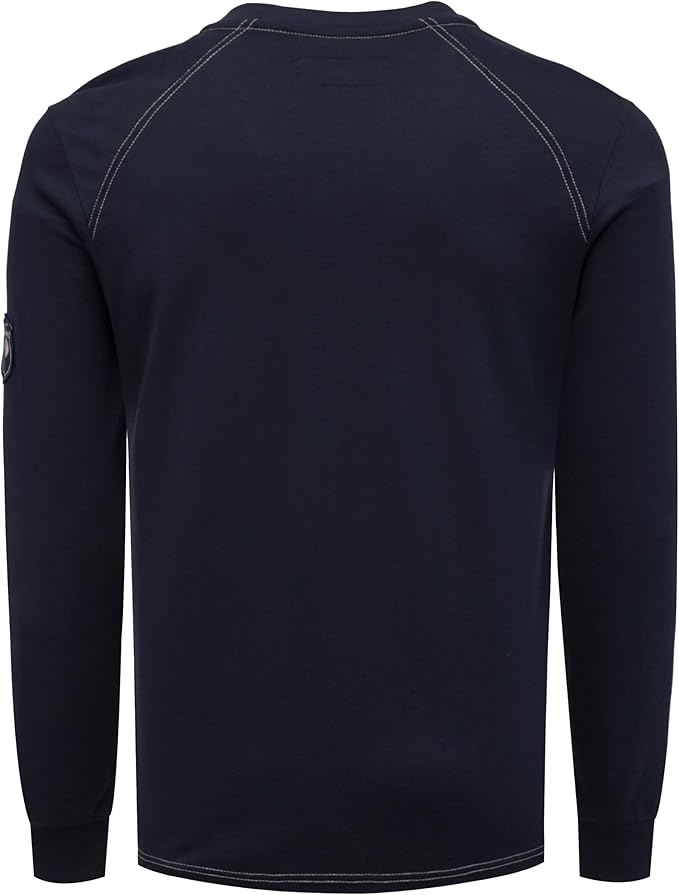 BOCOMAL Men's FR Henley Shirt Flame Resistant 5.5oz Cotton Long Sleeve Workwear UL NFPA2112 CAT2 Welding Tee
