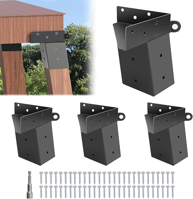 4 Pcs Deer Stand Brackets 4x4 Deer Blind Brackets Compound Angle Platform Bracket for Deer Hunting, Shooting Shack, Observation Decks, Tree Houses, Swing Sets, Outdoor Platforms.