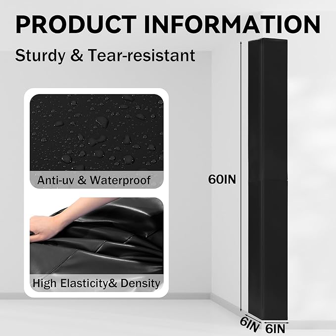 ROYALAY Wall Corner Guard, Heavy Duty Corner Protectors for Safety, Foam Basketball Court, Waterproof 2 Sides Corner Pad for Gyms, Basketball Court, Playrooms, Garages, Black