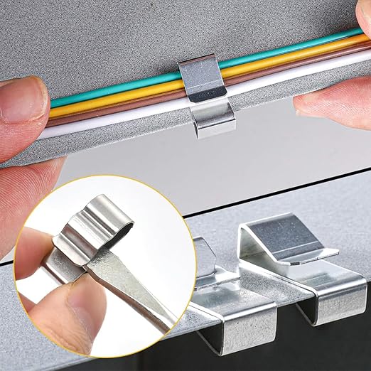 Trailer Frame Wire Clip Stainless Steel Metal Cable Clips Solar Panel Clip Double Wire Clips Clamps for Boat Cargo Camper 30Pcs