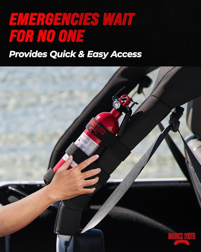 Badass Moto for Jeep Fire Extinguisher Mount. Offroad Roll Bar Extinguisher Holder. Off Road Vehicle Accessories Wrangler Camping Kit Gear. Fits 1965-2025 Jeep JL JK JKU TJ CJ JL Bronco - 2 Pack