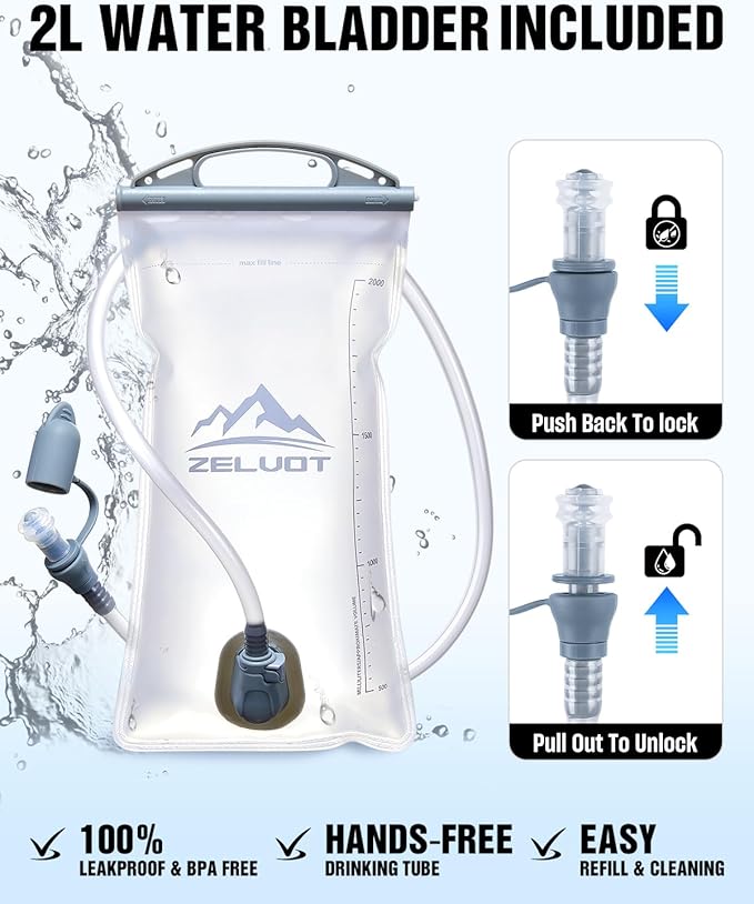 Running Vest with 2L Water Bladder, Hydration Backpack, USA Original Patent, Lightweight Hydration Pack with Gear Holder, Reflective Chest Pack for Men Women for Marathon