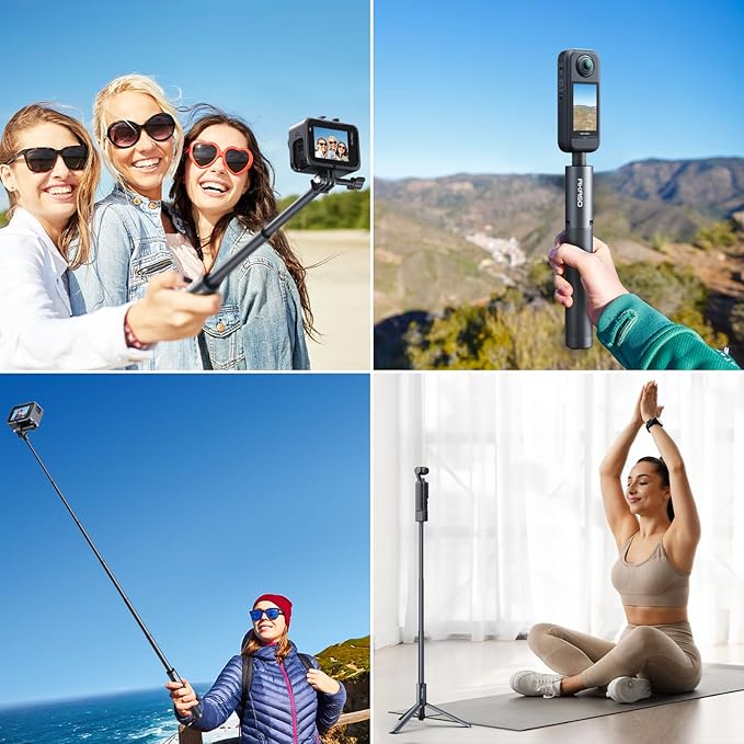 AKASO 47.2"/120cm Invisible Selfie Stick Tripod for Insta360 X5 X4 X3 Ace Pro, DJI Action Osmo 360 Pocket 3, GoPro Hero 13/12/11, AKASO 360/EK7000/EK7000 Pro, Brave 4/4 Pro, Brave 7/7 LE Action Camera