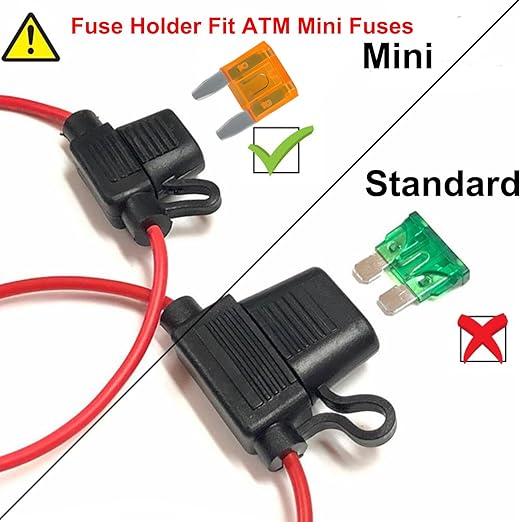 MuHize Inline Fuse Holder, 5 Pack 16 AWG Mini Fuse Holders with 5A ATM Mini Blade Fuses, Waterproof Blade Fuses Holder for Automotive Marine