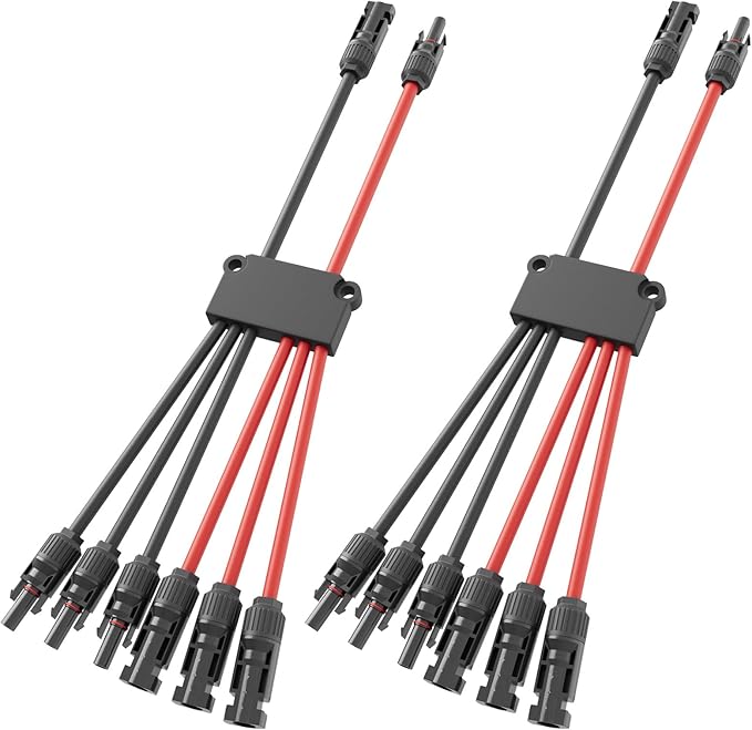 Solar Panel Connector 6 to 2 Solar Y Branch Connectors PV Panels Parallel Connectors Kit Adapter Waterproof Wire Plug Tool for Solar Panel(2 Pcak MF/FFFMMM)