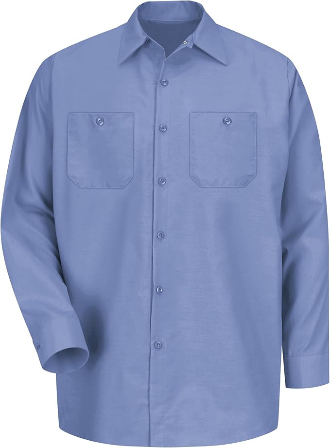 Red Kap Men's Long Sleeve Industrial Work Shirt | Moisture Wicking Button Up, Wrinkle Resistance Fights Fading & Stains