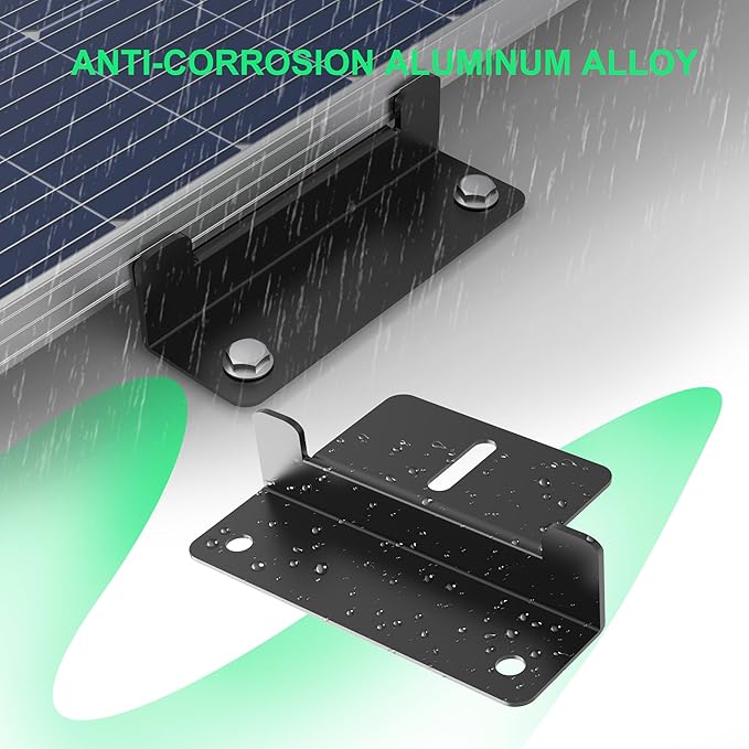 Solar Panel Mounting Z Brackets,Solar Panel Brackets, Solar Panel Mount, Aluminum Corrosion-Free Construction for RVs, Trailers, Boats, Yachts, Wall and Other Off Gird Roof Installation，Black