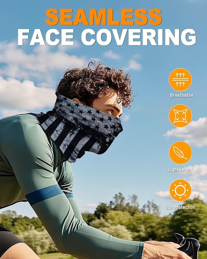 4Pack Neck Gaiter for Men Women Face Cover Mask Head Wrap Balaclava Headwear Bandana Headband Magic Scarf