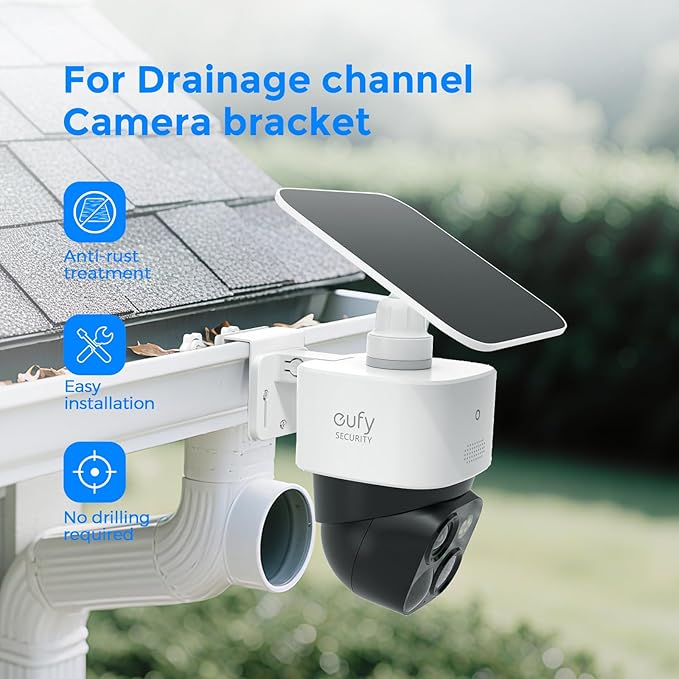 Gutter Mount Bracket Compatible with Eufy Security SoloCam S340/S40 & SoloCam E30, Adjustable Solar Panel Security Camera Mount, Easy Install Aluminum Gutter Hook for Outdoor Wireless CCTV Cameras