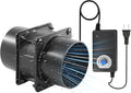 3.15” 12V DC Small Exhaust Duct Fan with Speed Control and 2-Pack 3" Square to Round Duct Flanges for Solder Fume Extractor, Laser Engraver, 3D Printer, Soldering Smoke and DIY Cooling