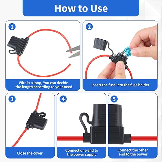6 Pack Inline Fuse Holder 12V, Upgraded 12 AWG Waterproof Fuse Holder with 66 Pcs Standard Car Fuses (2A/3A/5A/7.5A/10A/15A/20A/25A/30A/35A/40A), YNZDRWA in Line Fuses Holders 12v for Marine Auto