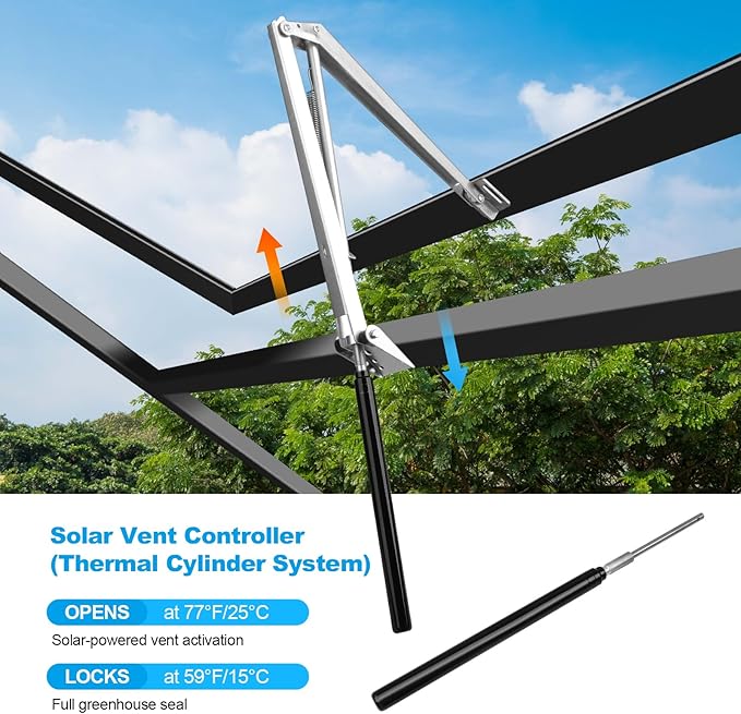 Auto Roof Vent Opener 2PCS Greenhouse Automatic Vent Window Opener Greenhouse Accessories Solar Heat Sensitive Auto Vent Kit Gardening Tools for Ventilation