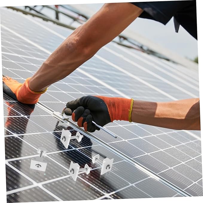 4pcs Aluminum Alloy Solar Panel Mid Clamps Design Socket Head Cap Bolts and Spring Washer for Secure Mounting of Solar Panels Harsh Weather