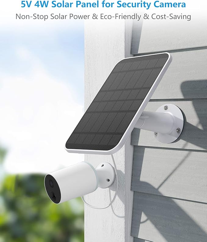 Solar Panel Charger Compatible with Eufycam 3/3C/2C/2C Pro/E40/E20/2/2 Pro/E/L20/L40/Solo/SoloCam Spotlight, 5W Solar Panel for Eufy Camera, Micro USB & USB-C Port, 9.8ft Cable, P65 Waterproof, 2 Pack