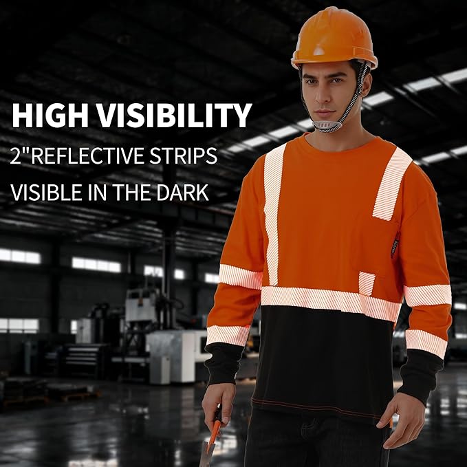 FR Shirts for Men 6 oz Hi Vis Fire Resistant Flame Resistant Long Sleeve Shirts High Visibility Cotton Welding Shirt CAT2