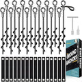 Ground Anchors Screw in 16Pcs, Trampoline Stakes Anchors with Straps Resistant High Wind, Earth Anchor for Swing Set, Tent, Trampolines, Carport, Canopies(16x15in)