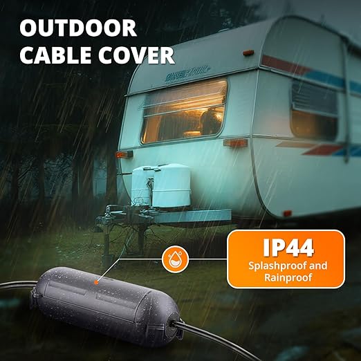 QUOBAS Outdoor Extension Cord Cover, Weatherproof Electrical Connection Box with Lockable Latches and Mounting Holes for Outdoor Sockets, Plugs, Outlets, Holiday Lighting, Power Tools, Gray
