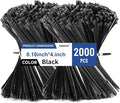 2000pcs Cable Ties, 18lbs Zip Ties, 4 inch Black Multi-Purpose Self-Locking Nylon Small Cable Management, UV Resistant Wire Ties, Plastic Ties for Home, Garage, Garden, Office, Workshop