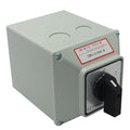 63A Rotary Changeover Switch with Exterior Box, 4NO 4NC 2-Ways 3 Position 4 Phase 16 Terminals Universal Selector Switch, Cam Switch with Waterproof Enclosure IP65, 63/D404.4D