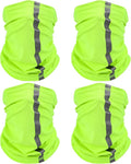 SATINIOR 4 Pcs Neck Gaiter for Men Reflective Face Mask Cover, UV Sun Protection Neon Balaclava Hi Vis Bandana for Work