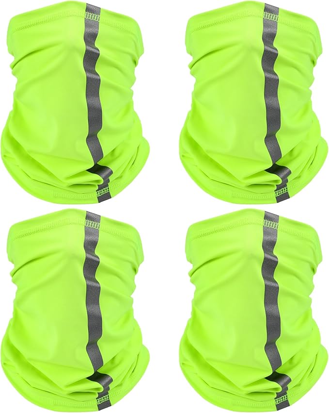 SATINIOR 4 Pcs Neck Gaiter for Men Reflective Face Mask Cover, UV Sun Protection Neon Balaclava Hi Vis Bandana for Work