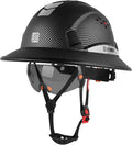 Full Brim Hard Hat with Built-in Visor, ANSI Z89.1 OSHA Approved Construction Safety Helmet with Chin Strap for Men Women